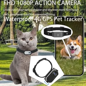 Waterproof 4G GPS Pet Tracker+Mini Body Camera for Dogs Cats Outdoor Adventures 2 in1 Smart Collar with Tracking Video Recording