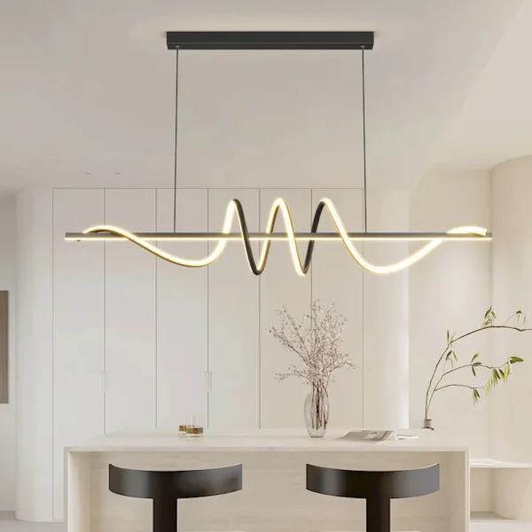 Modern Dining Linear Wavy Pendant Light - Image 2