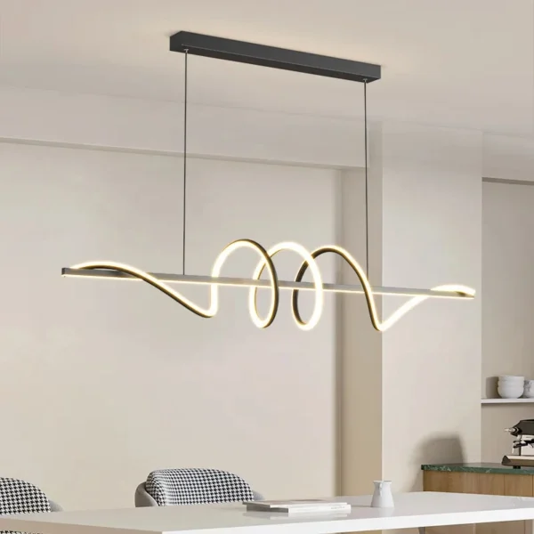 Modern Dining Linear Wavy Pendant Light - Image 4