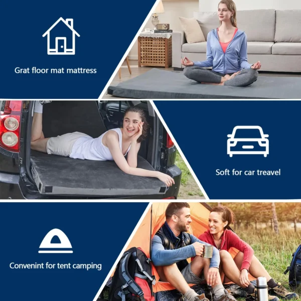 WESTTUNE Portable Memory Foam Mattress with Travel Bag – For Home, Camping & Car Use - Image 3