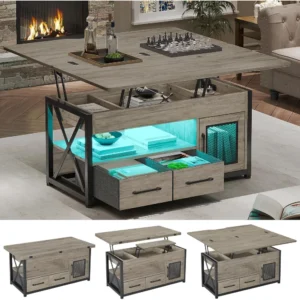 Coffee Table, 4 in 1 Coffee Tables with Storage Cabinet for Living Room