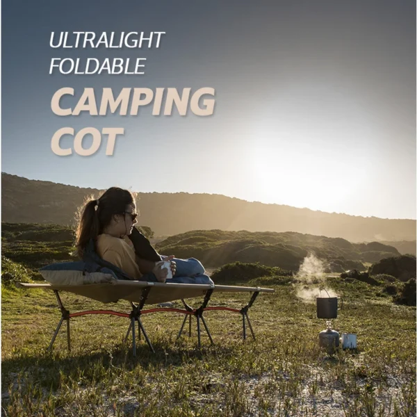 WESTTUNE Camping Cot with Leg Extenders Portable Folding Bed Ultralight Aluminum Alloy Sleeping Cot for Outdoor Hiking Travel - Image 6