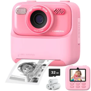 Upgrade Kids Camera Instant 1080P HD Dual Lens Selfie Digital Camera for Girls Boys Christmas Birthday Gifts Toys With 32G Print