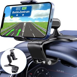 360 Degree Rotation Dashboard Cell Phone Holder for Car Clip Mount black