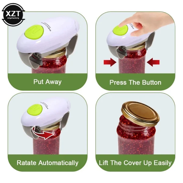 PortableElectric Can Opener Automatic Bottle Opener Handheld Jar Tin Opener One Touch Jar Opener Kitchen Gadgets - Image 5