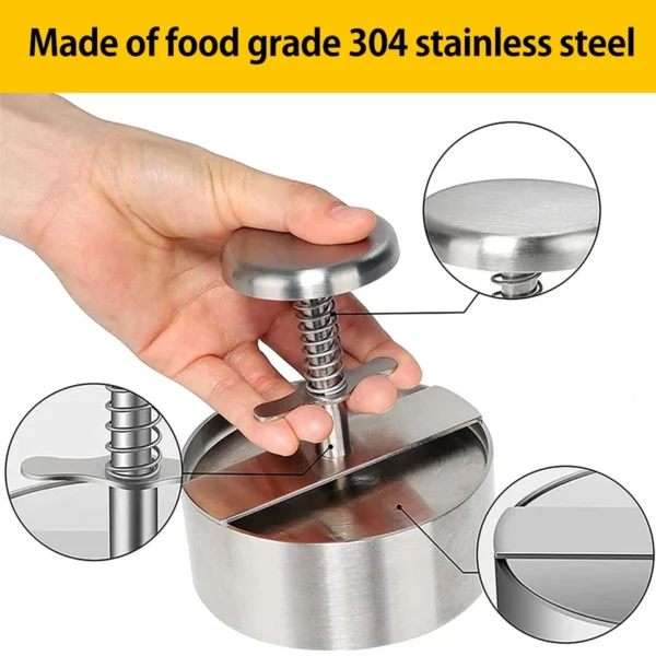 2025 Hamburger Press Hamburger Patty Maker 304 Stainless Steel Non-Stick Burger Press for Making Meat Patties and Thin Burgers - Image 5