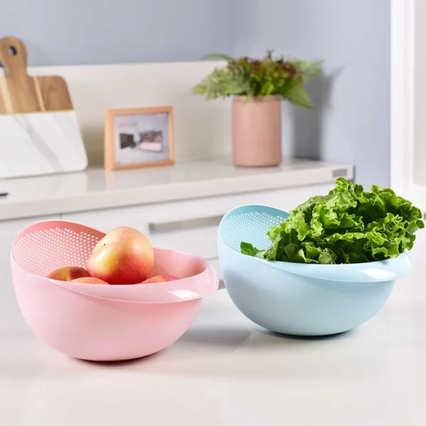 2-In-1 Rice Strainer Beans Washer Strainers And Colanders-Washing Bowl For Vegetables And Fruits - Image 2